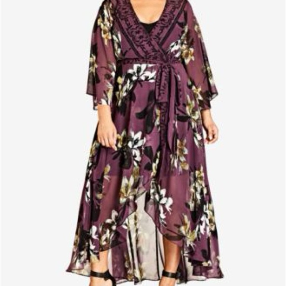 City Chic Purple Floral High Low Dress